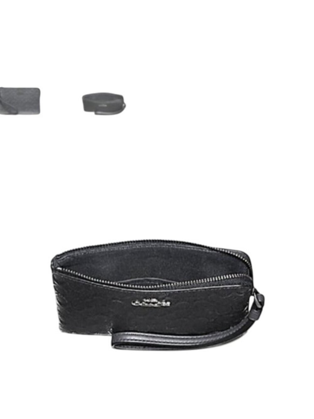 Coach F39168 Signature Glitter Patent Leather Corner Zip Wristlet, QB/Charcoal - Picture 2 of 9
